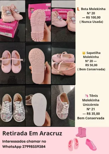 ? Bota, Sapatilha e Tênis Molekinha Infantil Nº 20 e 21