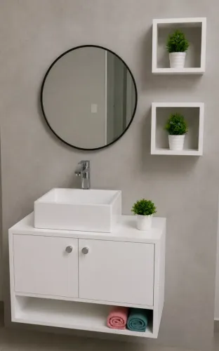 Armário Para Banheiro ou Lavabo 100% MDF Mais Cuba a Pronta Entrega