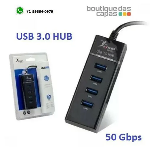 Hub Usb 3.0 4 Portas 5.0 Gbps Preto Hb-t81 Knup Cabo 30 cm