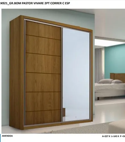 Promoção Guarda-Roupa Vivare Com Espelho 100% MDF 2 Portas 3 Gavetas *novo na caixa