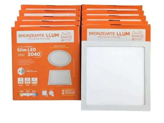 Kit Com 10 Luminárias Plafon Led 24w Quadrado 6500 (Promoção !!!)