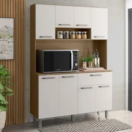 Kit Cozinha Compacta 8 portas 1 Gateva Nice Poliman - Montagem Grátis 