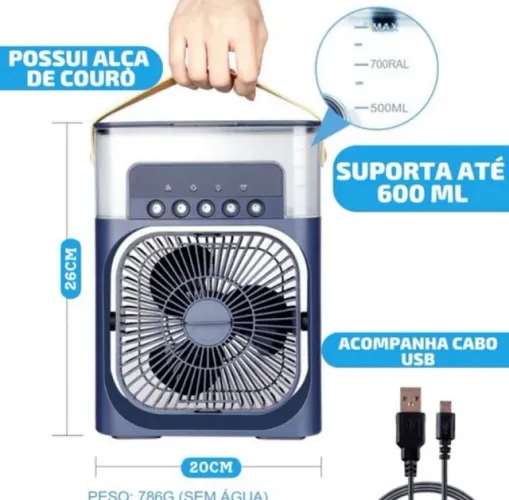 Refrigerador portátil Ar gelo Mesa escritório 5 funções 