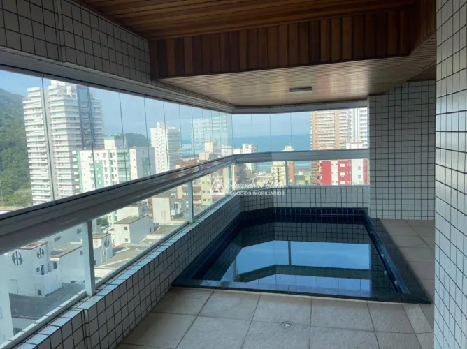 Apartamento Praia Grande com piscina na varanda