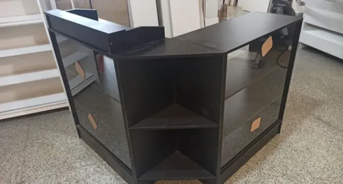 BALCÃO CAIXA VITRINE + BALCÃO VITRINE EM L MDF