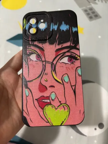 Capinha estilo comic vintage preta para iPhone 12