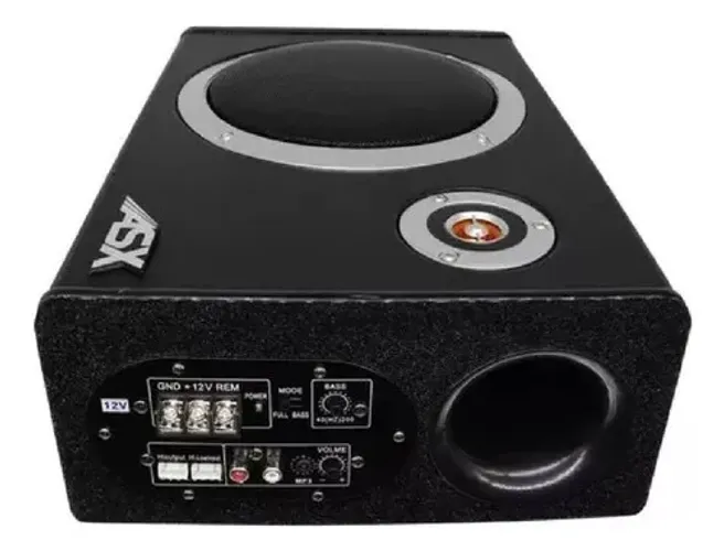 Mini Caixa De Som Aplificada Asx Sub 8 150w Rms 12v 4ohms Cor Preto