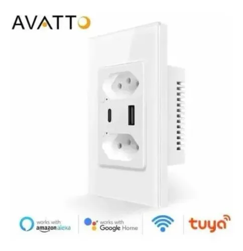 Tomada Dupla Wifi Com Integração Alexa E Google Usb Usb-c