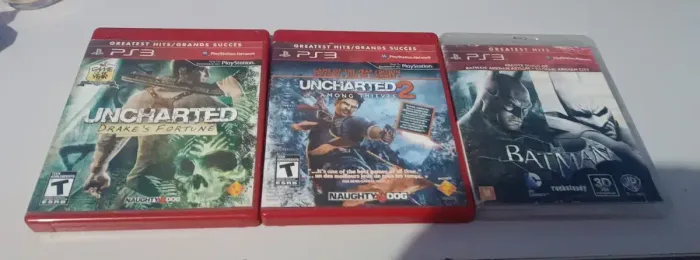 Kit 3 Jogos Ps3 Uncharted 1, Uncharted 2 E Batman Físico