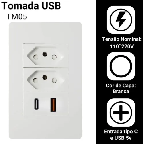 Tomada USB Dupla Nova