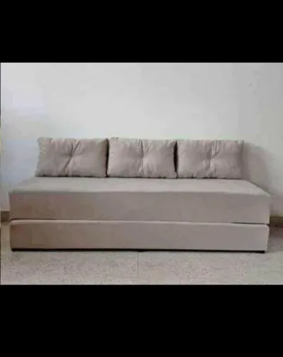 Sofá Cama Bege Simples