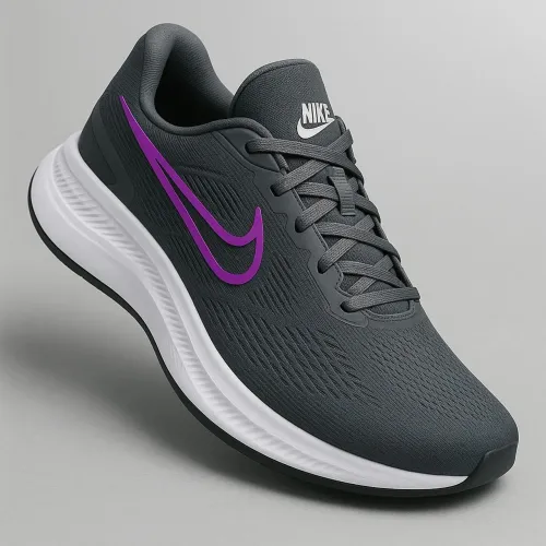 Tênis Nike Running Cinza com Detalhes Roxos - Novo!