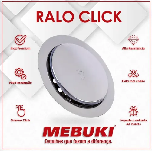 Ralo Click Inox para Banheiro - Fácil Instalação e Alta Resistência