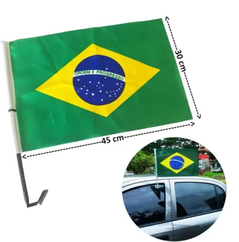Lote com 90 Bandeiras do Brasil para carro 30cm por 45cm