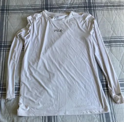 Camiseta Fila Branca Manga Longa
