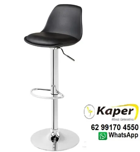 Banqueta alta cromada giratória -Eames