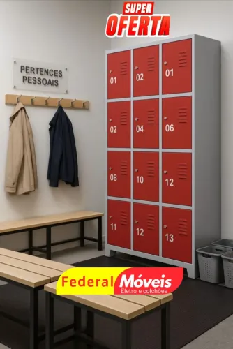 Armário de Aço 12 Portas - Qualidade e excelente custo-benefício!