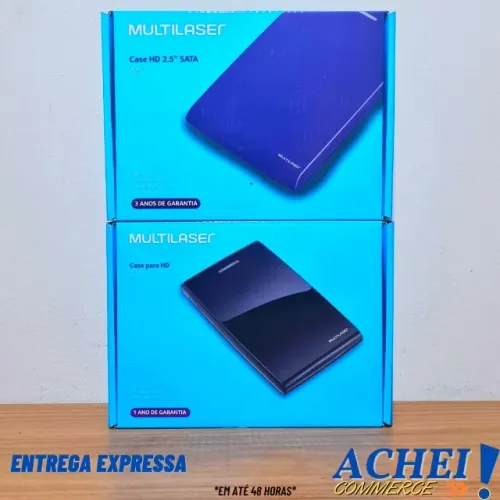 Case para HD Externo Multilaser Azul ou Preto - Novo