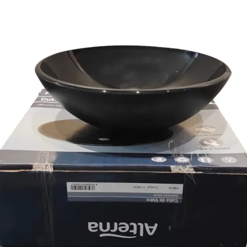 Cuba para Banheiro Alterna de Vidro preto tipo Sobrepor Preta 42cm - Sem uso - na caixa