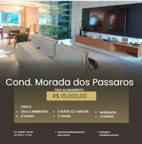 Casa Duplex Fino Acabamento c/ 4 Suítes 100% Mobiliado no Cond. Morada dos Pássaros