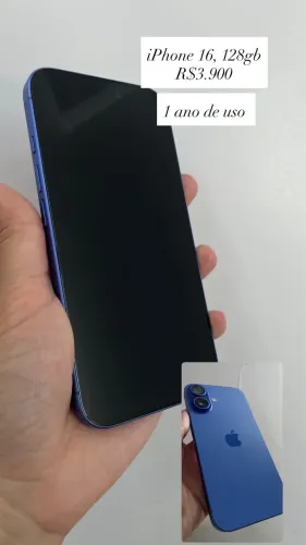 iPhone 16, 128gb, 1 ano de uso 