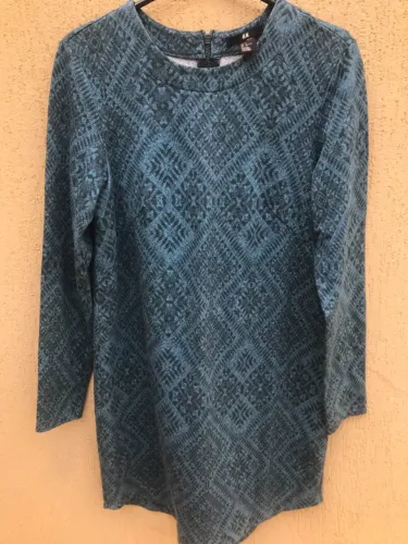 Vestido Manga Longa Com Estampa Geométrica Da Marca H&m