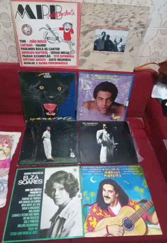 Lote 8 LPs discos vinil MPB Gil Moraes Paulinho Elza Milton Pasquim Ney Caymmi frete