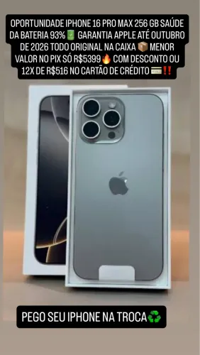 iPhone 16 pro max completo na caixa bateria 93% garantia Apple até outubro