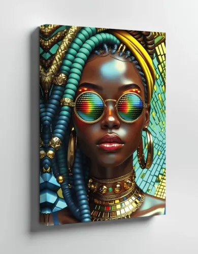Quadro Decorativo Mulher Negra Estilo Afrofuturista 40x60 Sala
