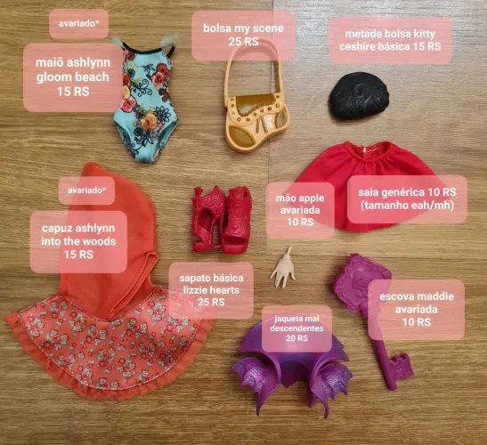 Acessórios para bonecas Ever After High, My Scene, Barbie, Monster High e Descendentes