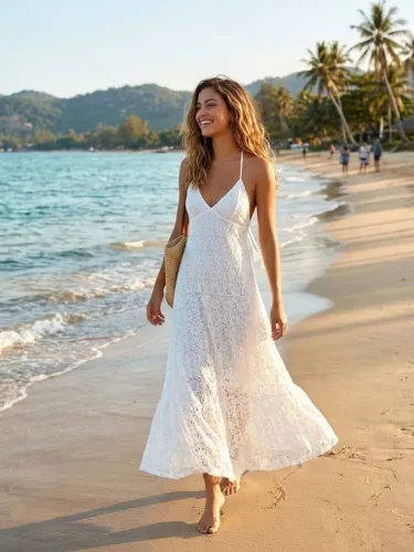 Vestido Longo em Renda Branca - Estilo Sereia & Boho Chic ?
