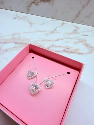 Conjunto Colar e Brinco Zircônia - Cristal