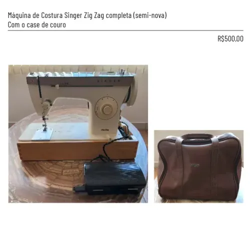 Máquina de costura Singer Zig Zag completa (semi-nova)