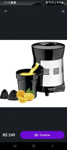 ESPREMEDOR DE FRUTAS MONDIAL PREMIUM TURBO 250W - PRETO