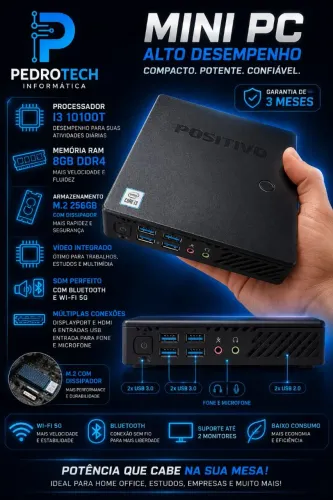 Mini pc i3 décima geração m.2 256gb