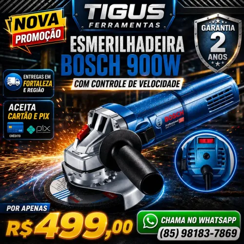 ESMERILHADEIRA BOSCH 900W COM CONTROLE DE VELOCIDADE ZERO<br>GARANTIA DE 2 ANOS <br>R$ 499,00