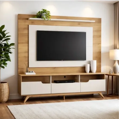 Home Theater Diplomata Cinamomo/Off White Larg. 2.00m para TV até 60'' rf87