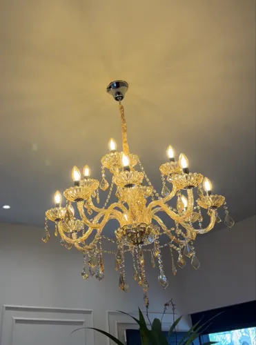 Lustre de cristal 12 braços champagne NOVO NA CAIXA