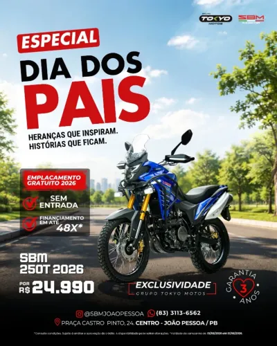 SBM 250T 2026 0KM - Financiamento Sem Entrada em até 48x