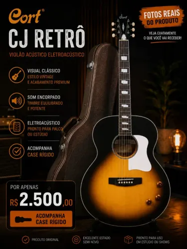 Violão Cort CJ Retrô com case