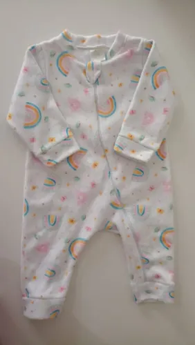 Macacão soft branco arco íris bebê infantil menina G