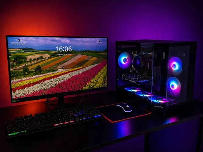 Pc gamer completo | RTX 3050 | Ryzen 5 | Monitor 24 180hz | 16gb | aceito cartão 