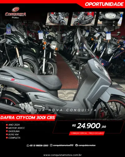 Dafra Citycom 300I CBS 2024 - Apenas 8.000Km (Conquista Motos)
