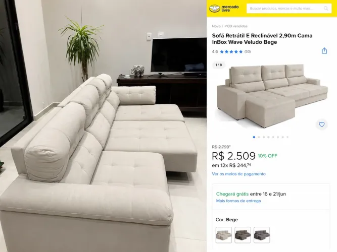 Sofá 6 lugares 