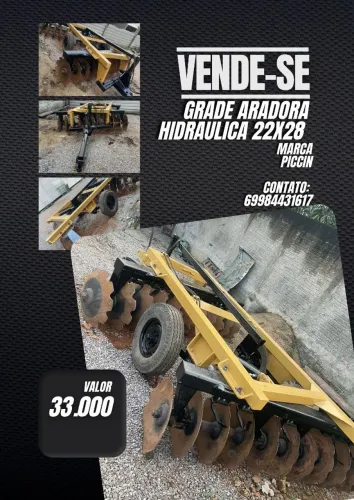 Vendo grade aradora piccin 22×28 controle remoto.