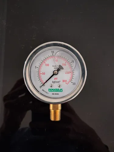 Manômetro Analógico Famabras - Escala 0 a 300 PSI / 20 kgf/cm