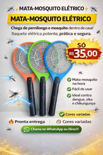 Raquete elétrica mata mosquito
