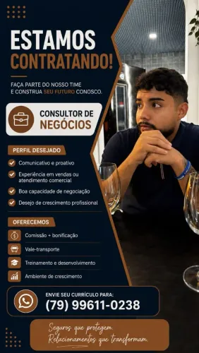 Vaga para consultor de vendas