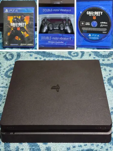 PS4 Slim 500GB + Call of Duty + Controle Novo na Caixa + 1 controle normal