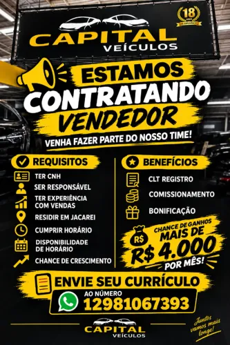 OPORTUNIDADE DE EMPREGO JACAREI!!!